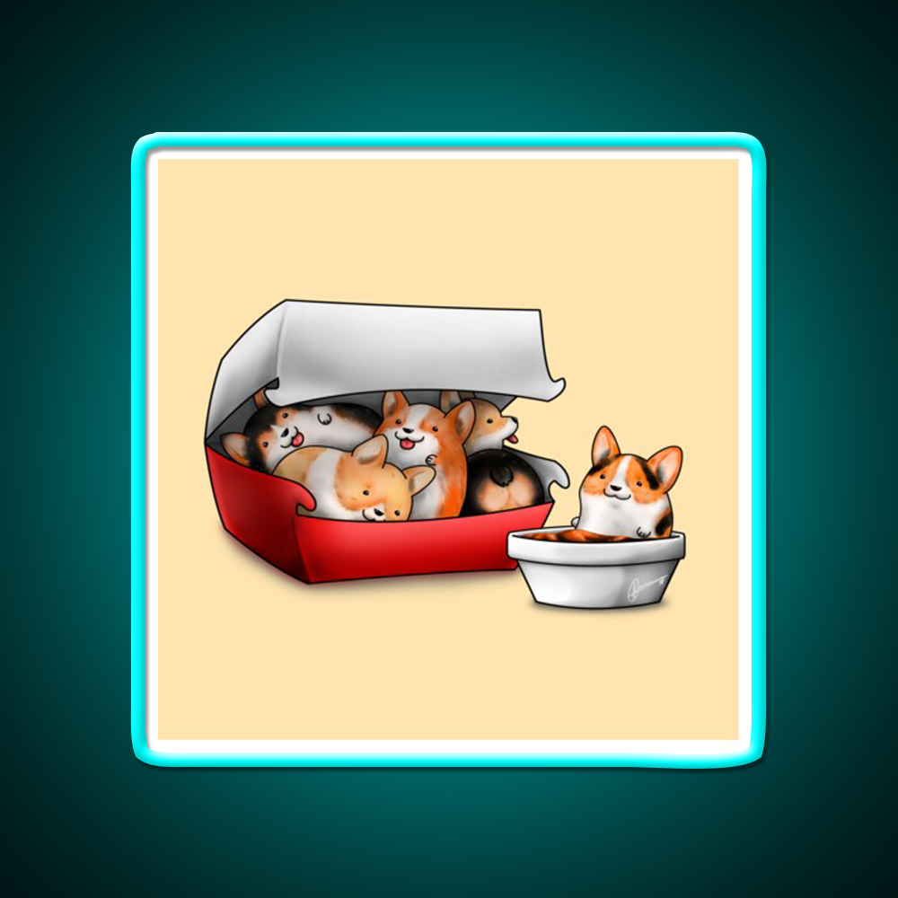 Corgi Nuggets Fast Food Led Neon Sign For Burger Place Rgb Color