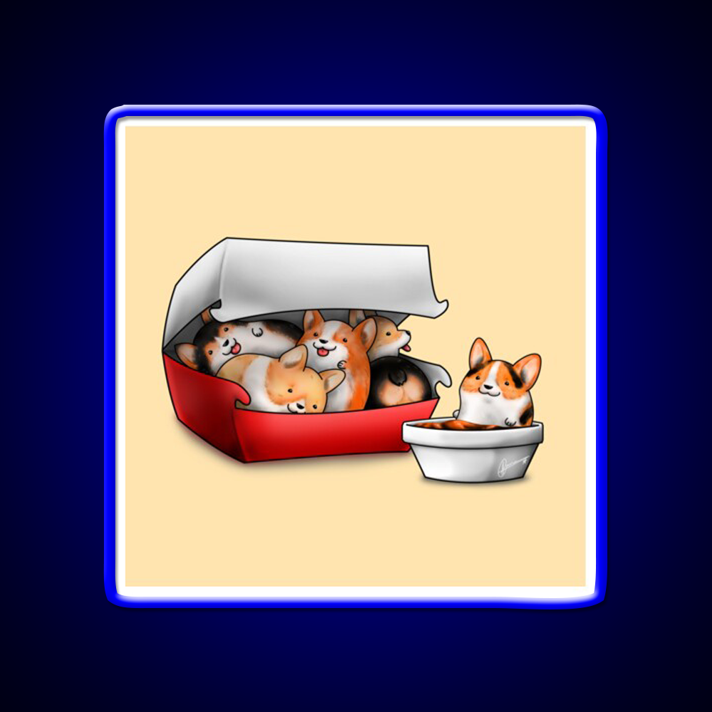 Corgi Nuggets Fast Food Led Neon Sign For Burger Place Rgb Color