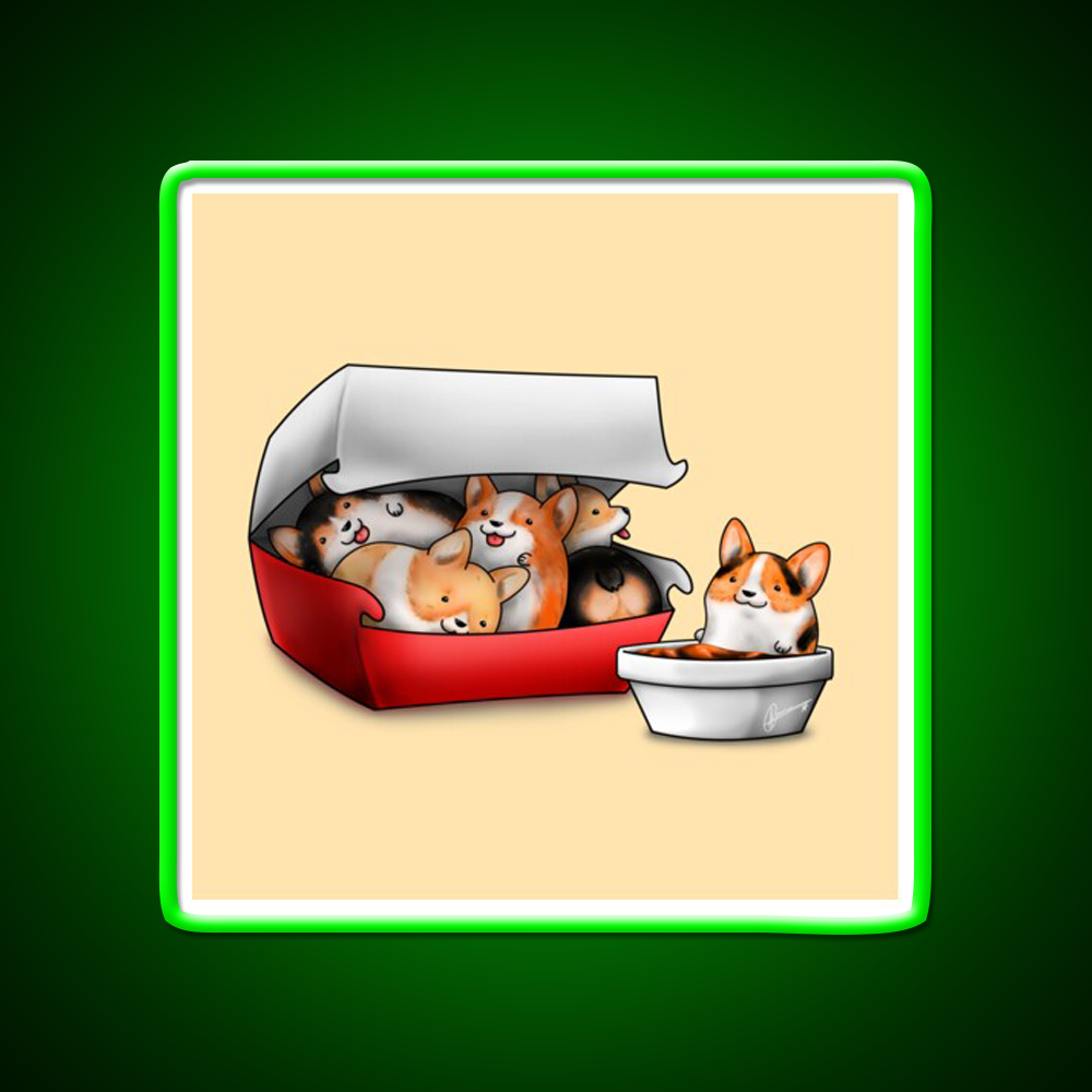 Corgi Nuggets Fast Food Led Neon Sign For Burger Place Rgb Color