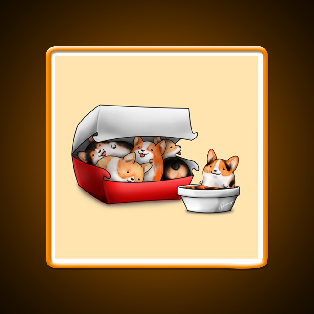 Corgi Nuggets Fast Food Led Neon Sign For Burger Place Rgb Color