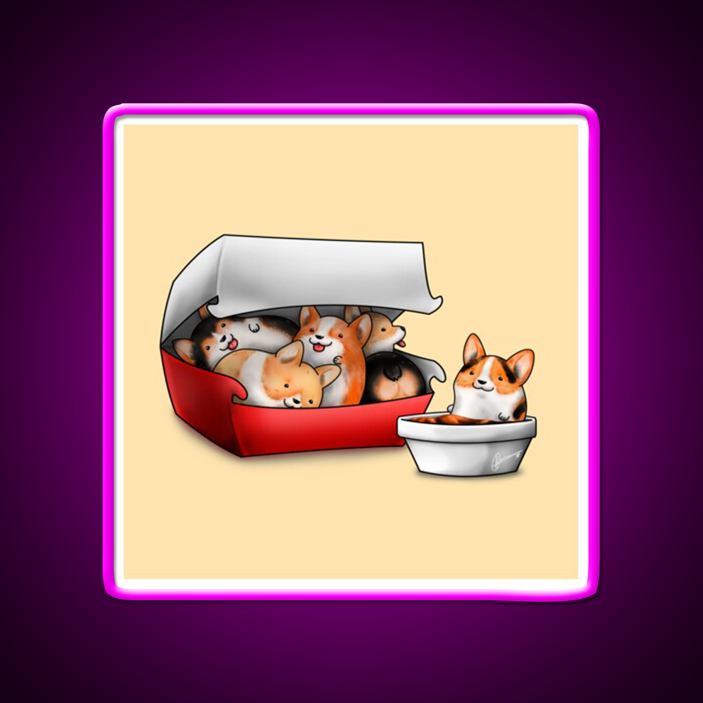 Corgi Nuggets Fast Food Led Neon Sign For Burger Place Rgb Color