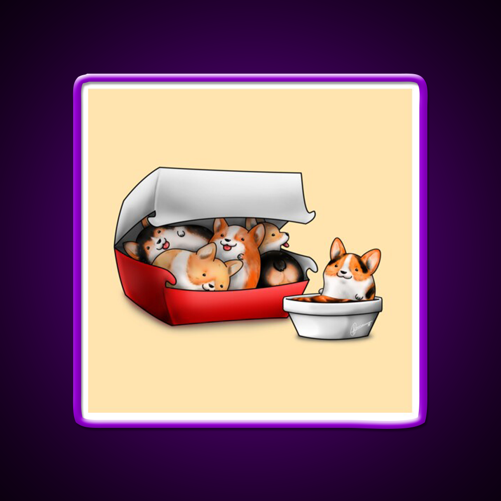 Corgi Nuggets Fast Food Led Neon Sign For Burger Place Rgb Color