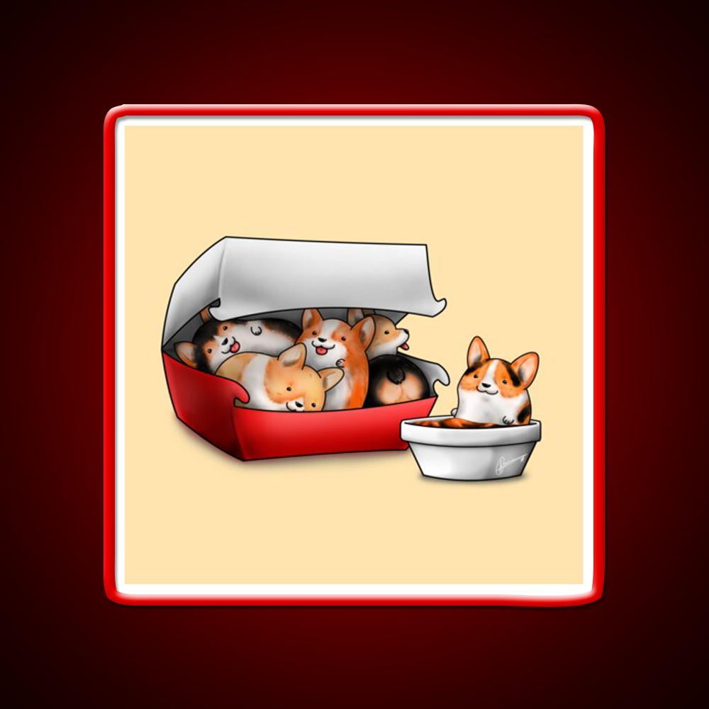 Corgi Nuggets Fast Food Led Neon Sign For Burger Place Rgb Color