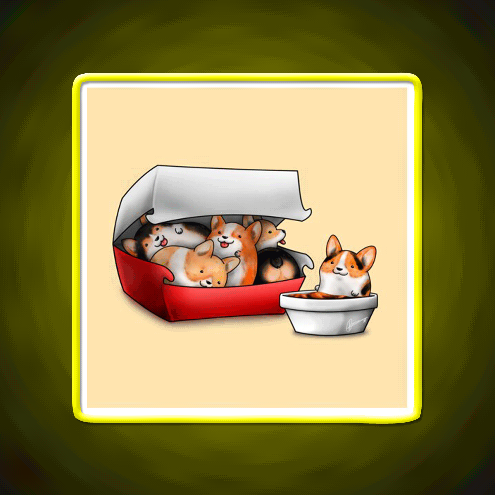 Corgi Nuggets Fast Food Led Neon Sign For Burger Place Rgb Color