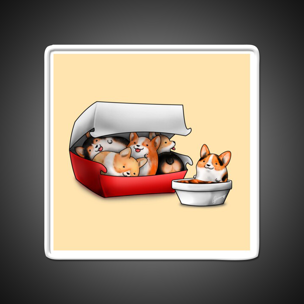 Corgi Nuggets Fast Food Led Neon Sign For Burger Place Rgb Color