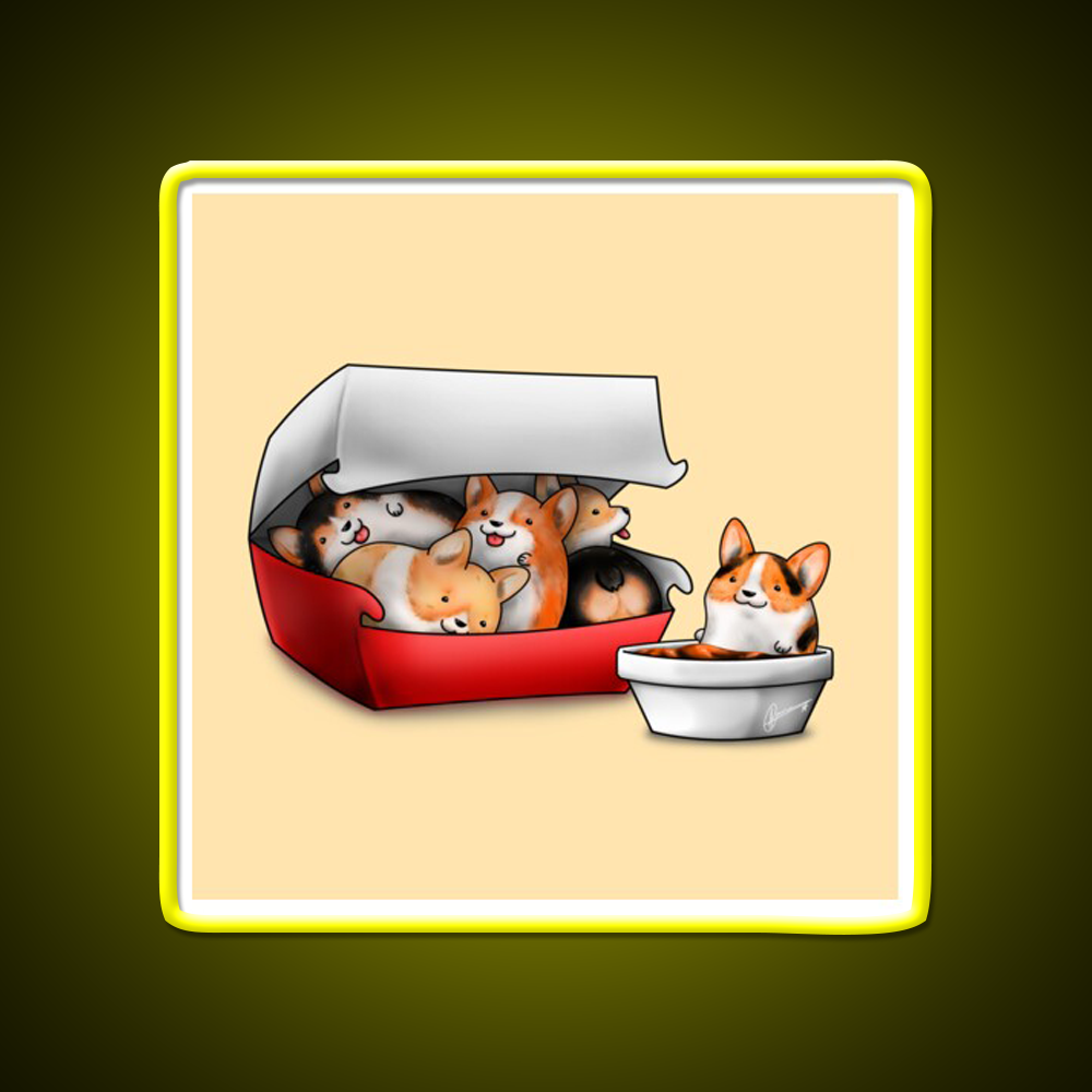 Corgi Nuggets Fast Food Led Neon Sign For Burger Place Rgb Color