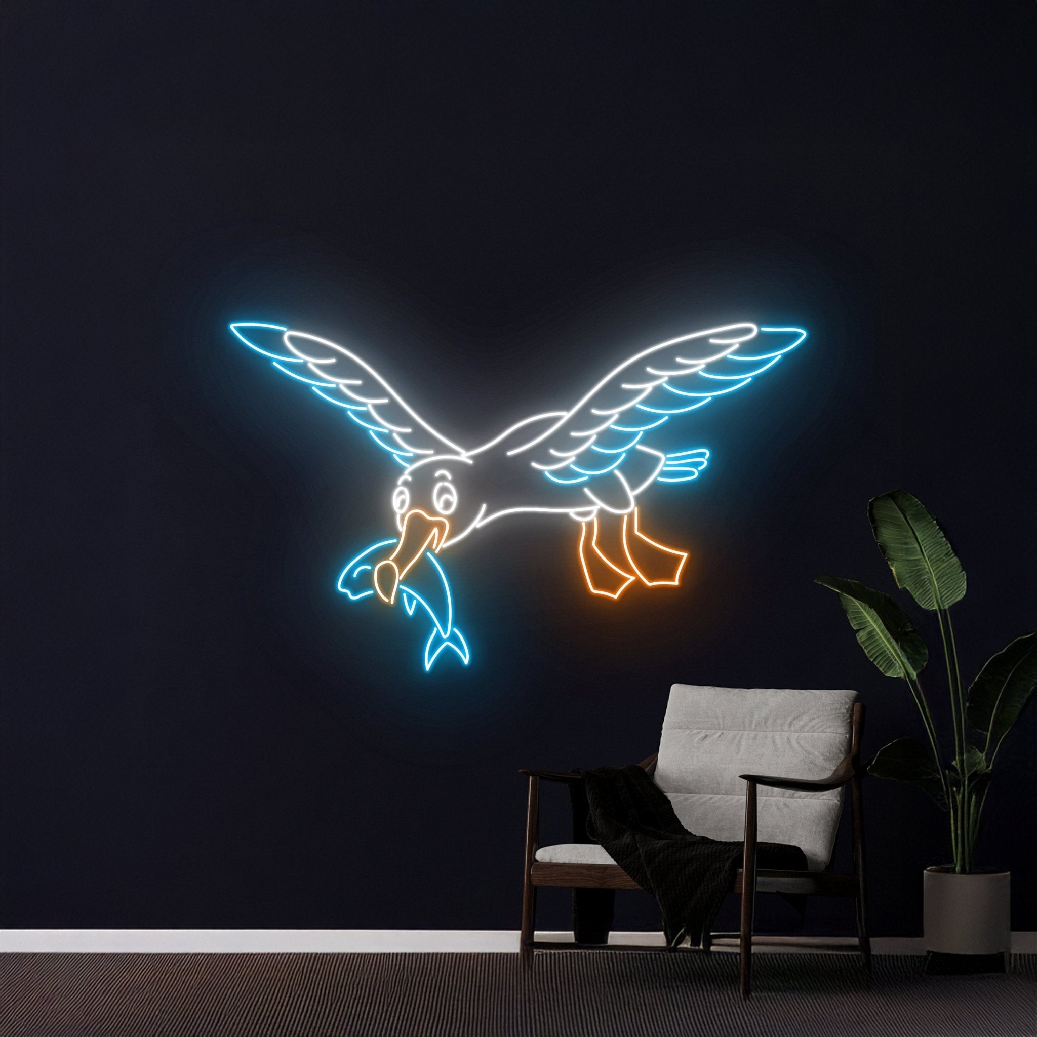 Cormorants Catching Fish Neon Light - Shineneon