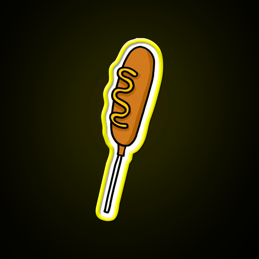 Corn Dog Doodle Snack Food Led Neon Sign Rgb Color - Custom LED neon sign front view