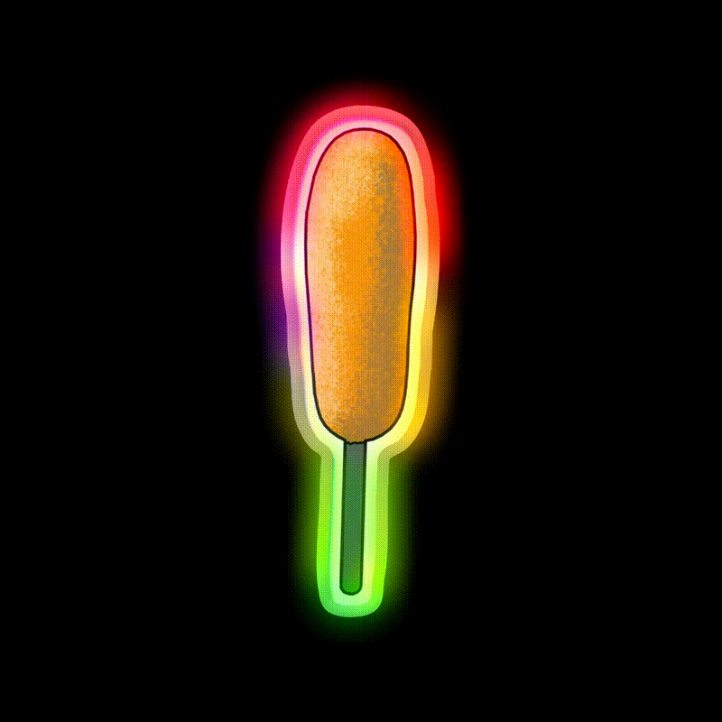 Corn Dog Snack Food Led Neon Sign Rgb Color - LED neon sign close-up detail