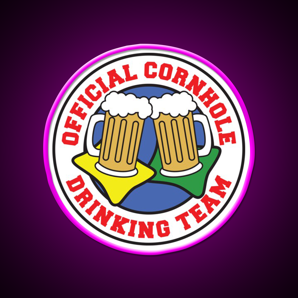 Cornhole Drinking Team Featuring Beers Beer Bar Decor Led Neon Sign Rgb Color - LED neon sign close-up detail