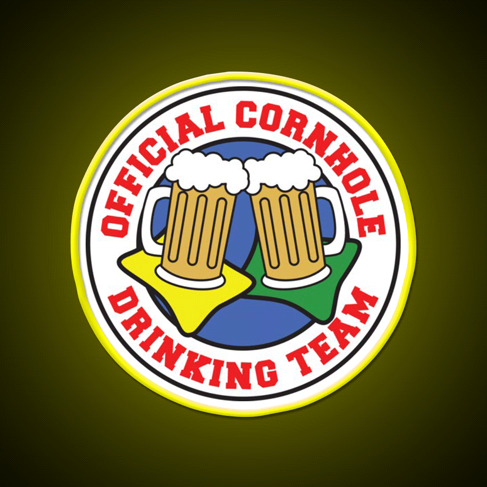 Cornhole Drinking Team Featuring Beers Beer Bar Decor Led Neon Sign Rgb Color - Custom LED neon sign front view