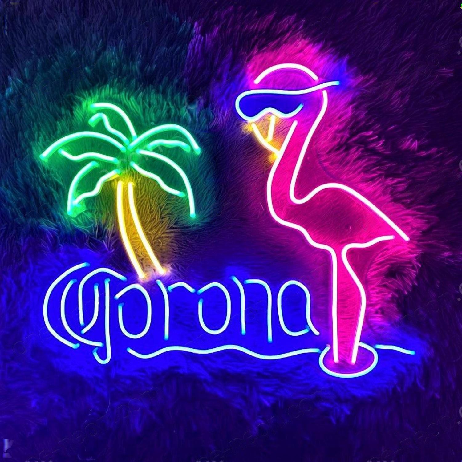 Corona Flamingo Palm Tree Tropical Led Neon Sign For Bar Decor | Shineneon