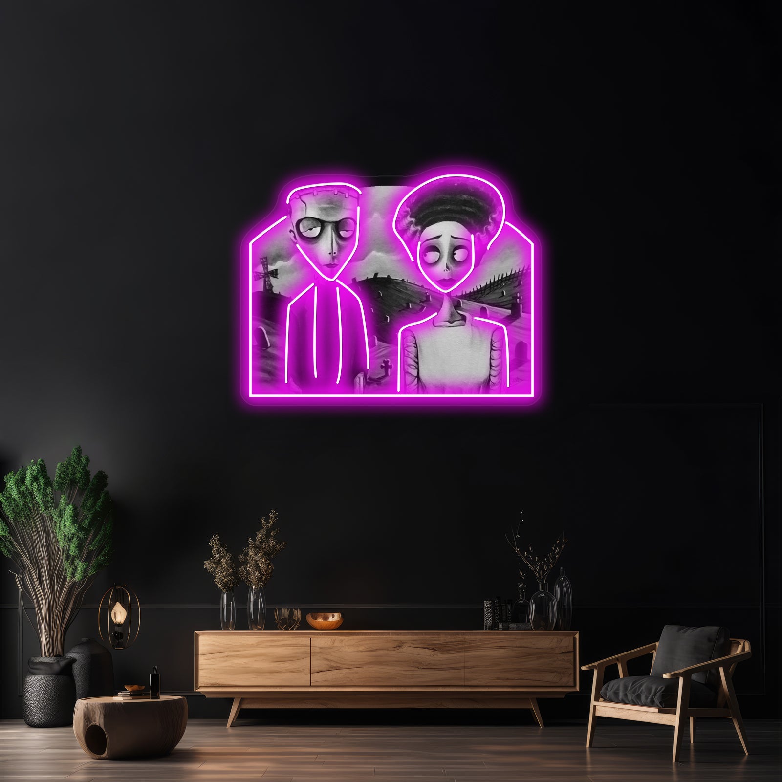 Corpse Bride Of Frankenstein Artwork Business Led Sign | Shineneon