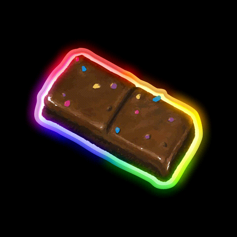 Cosmic Brownie Snack Food Led Neon Sign Rgb Color - LED neon sign close-up detail