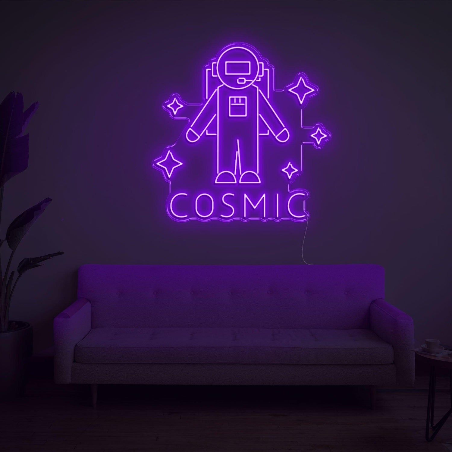 Cosmic Purple Astronaut Led Neon Sign For Modern Room And Cafe Decor | Shineneon