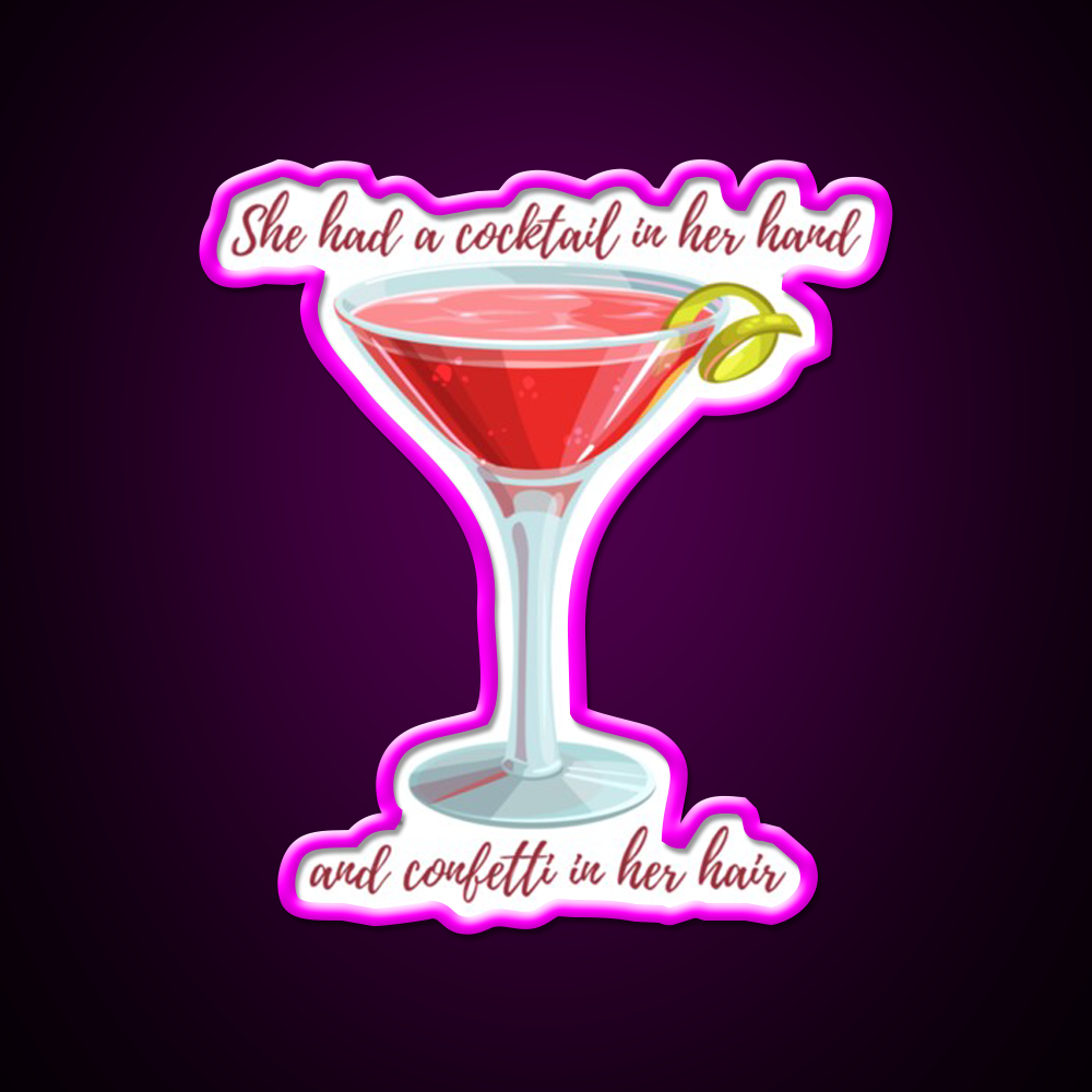 Cosmopolitan Cocktail Bar Decor Led Neon Sign Drink Neon Sign Rgb Color - Neon sign mounted on wall in room