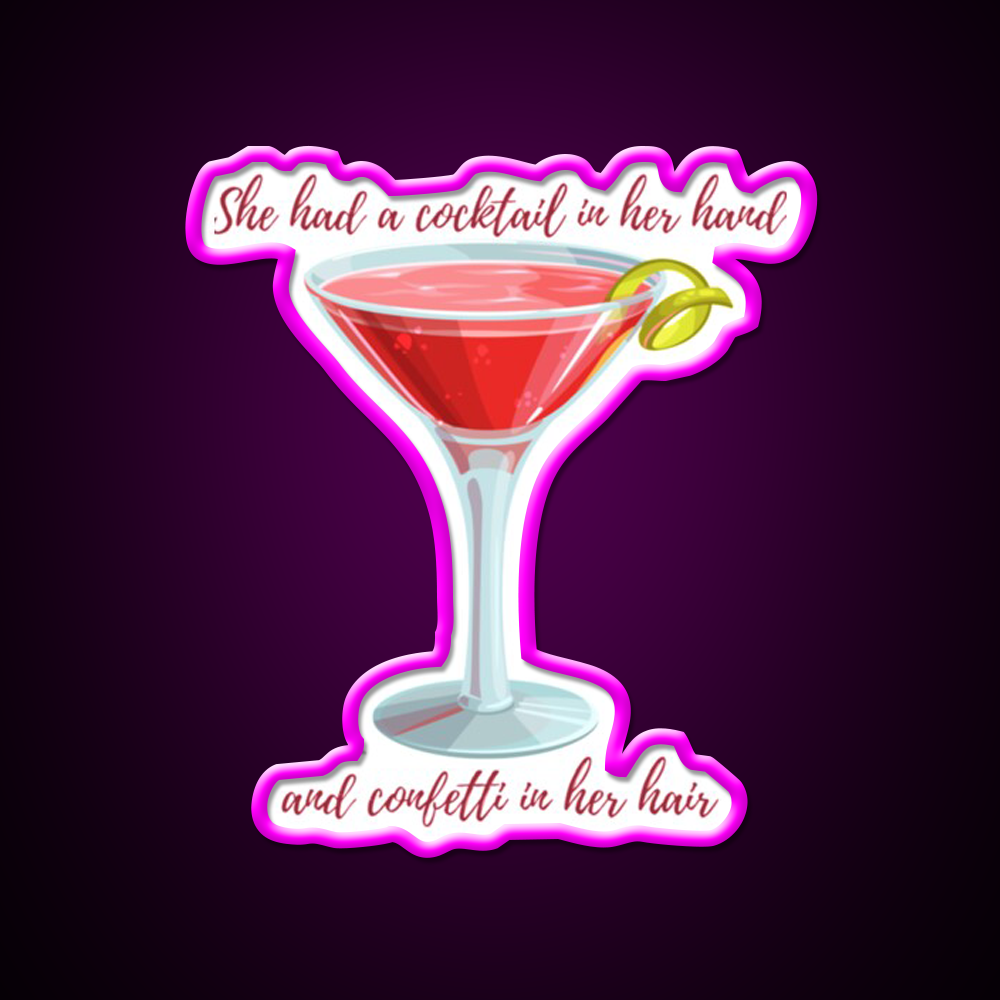 Cosmopolitan Cocktail Bar Decor Led Neon Sign Drink Wall Art Rgb Color - Neon sign mounted on wall in room
