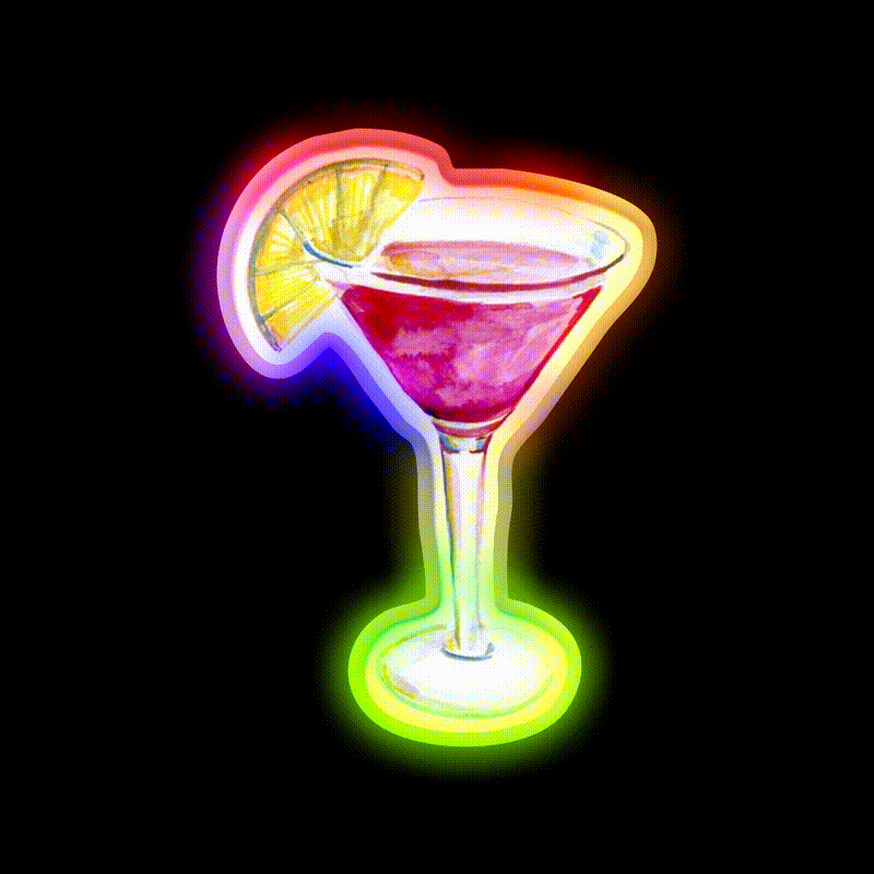 Cosmopolitan Cocktail Bar Decor Led Neon Sign Neon Party Sign Wall Art Rgb Color - LED neon sign close-up detail