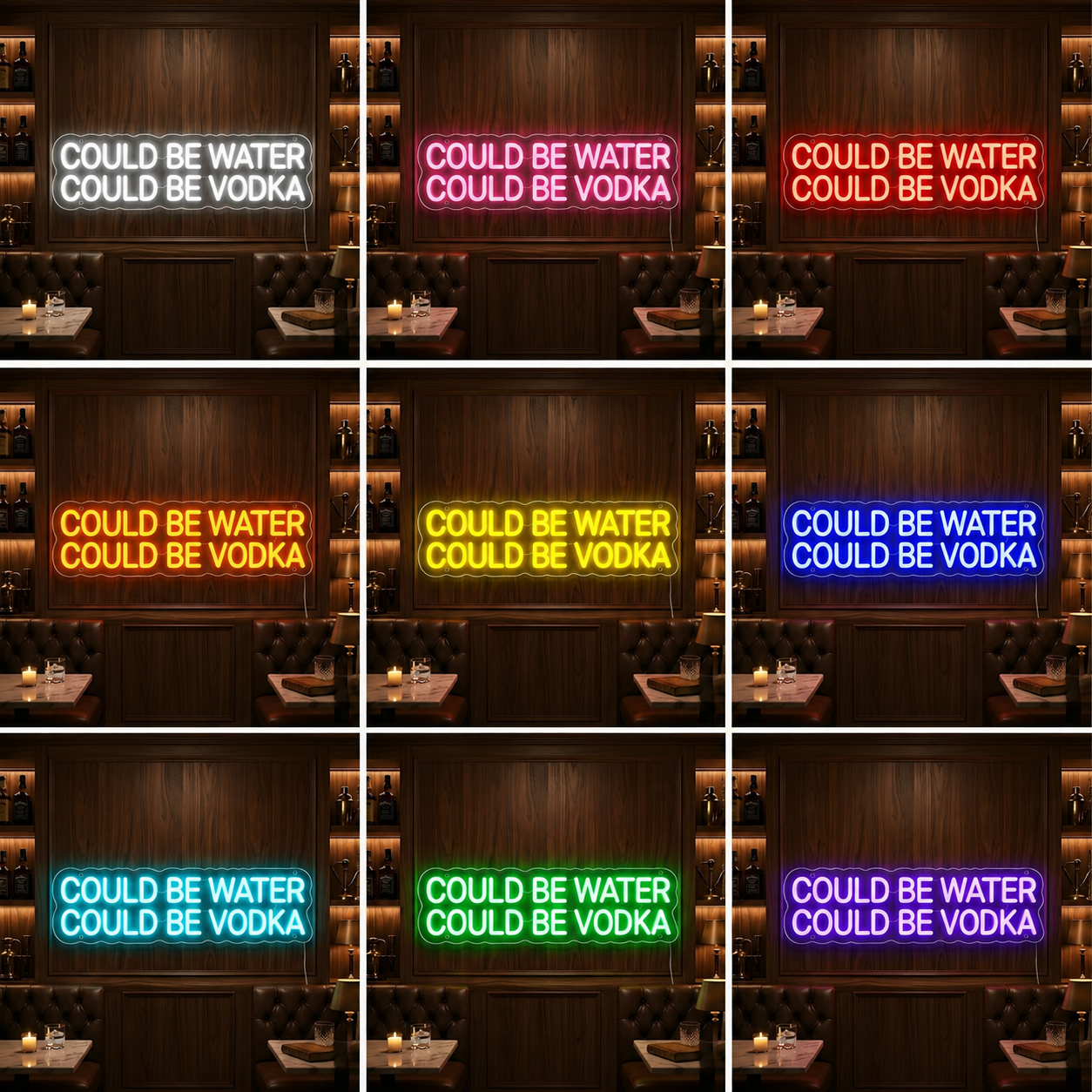 Could Be Water Could Be Vodka LED Neon Sign color grid