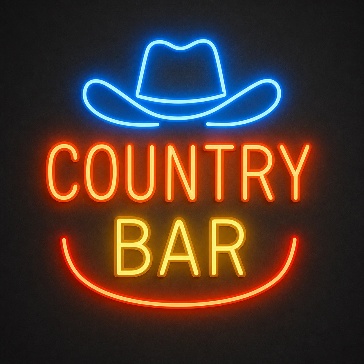 Country Bar Cowboy Hat Horseshoe Vintage LED Neon Sign main product image