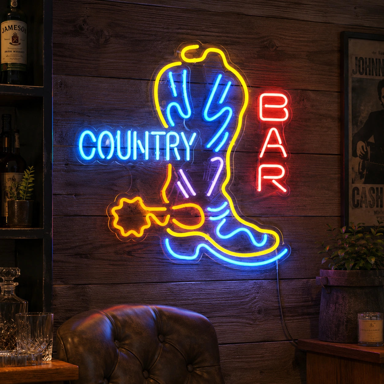 Country Boot Star Neon Sign LED Neon Sign real lifestyle scene
