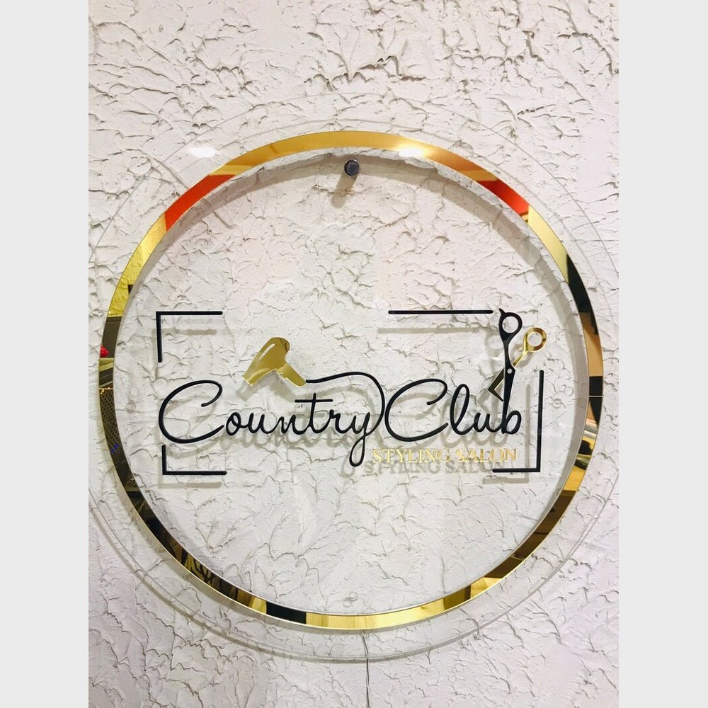 Country Club Salon Acrylic Business Logo Sign - Shineneon