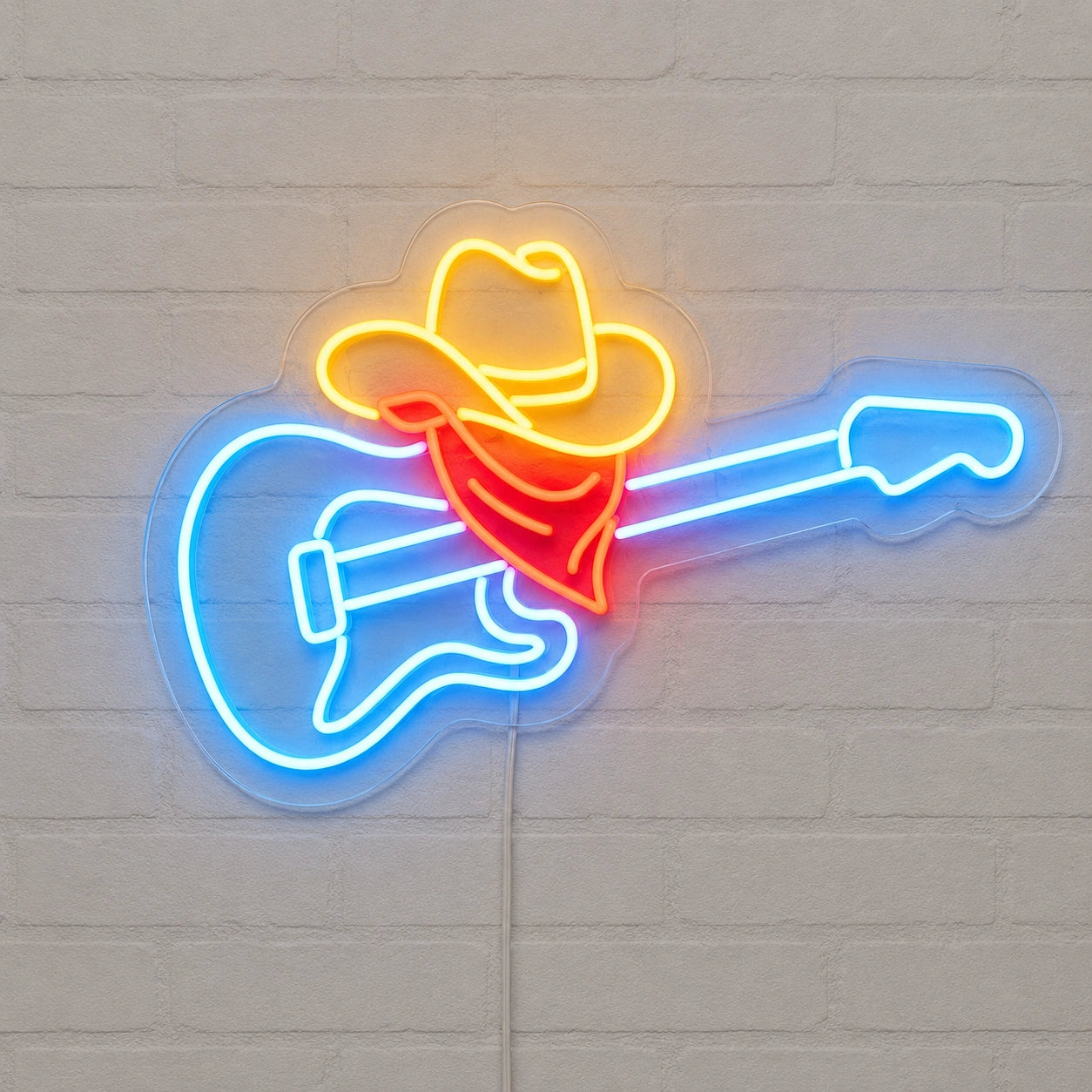 Country Guitar Cowboy Hat Neon Sign LED Neon Sign main product image