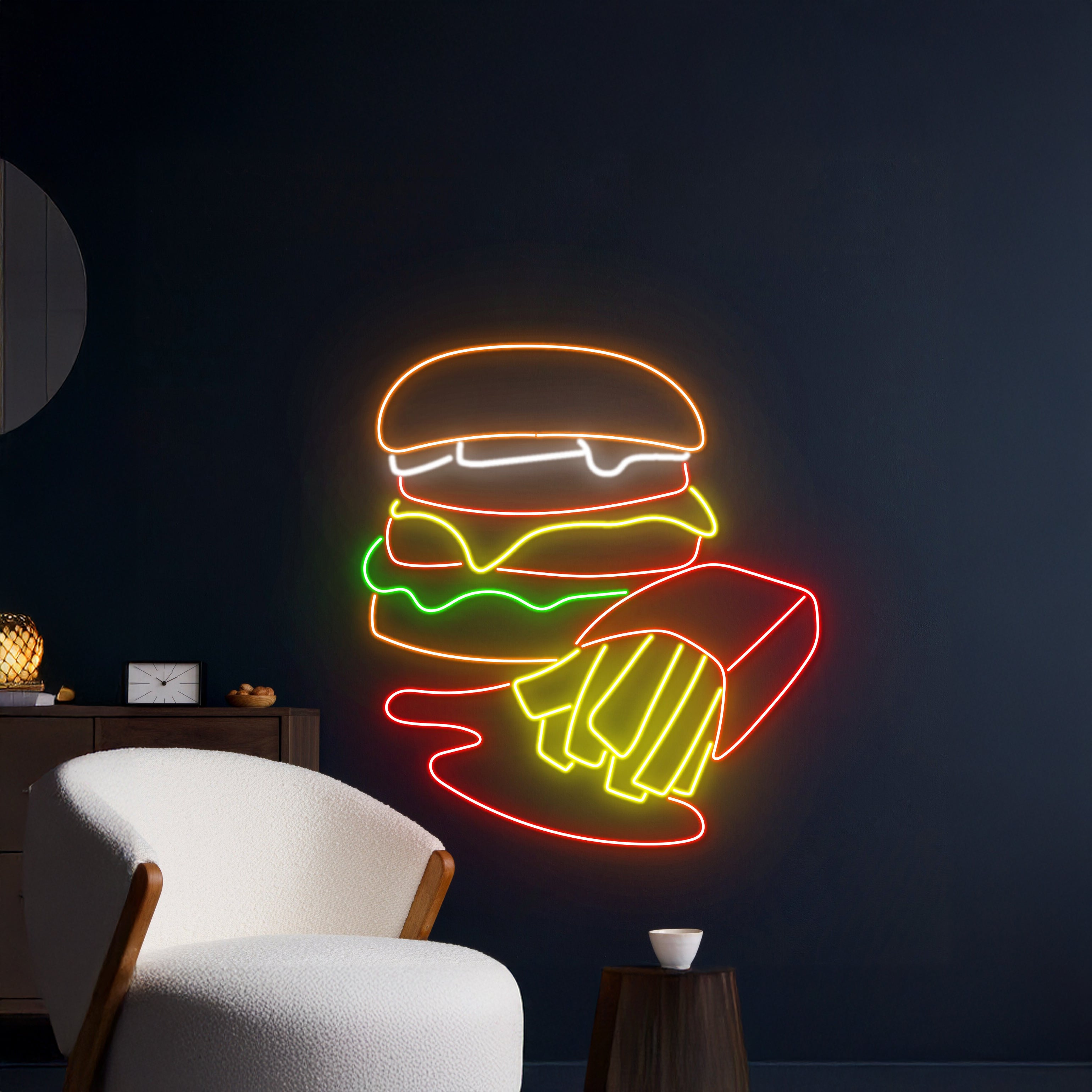 Couple Burger And Fries Led Sign | Shineneon
