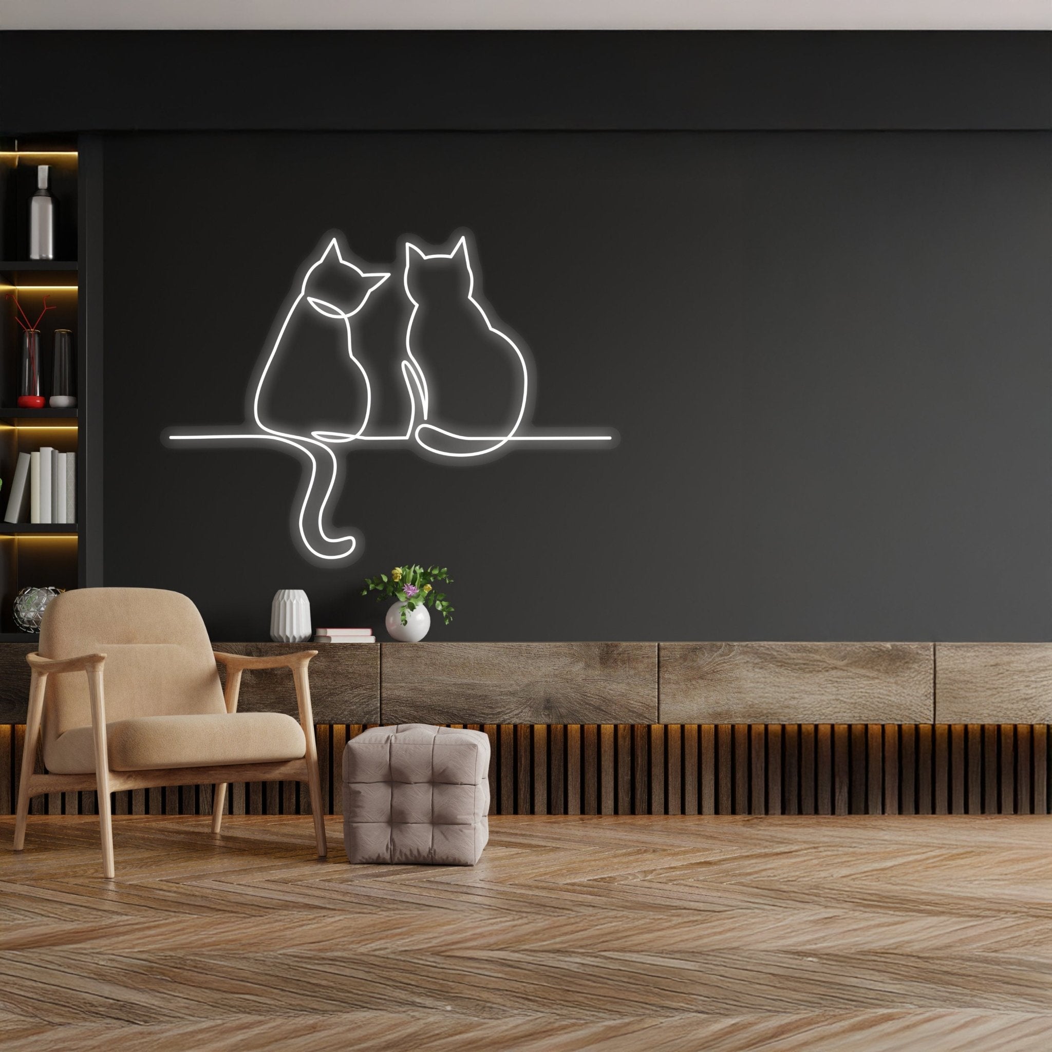 Couple Cats Neon Sign Art Decor Neon Light Wall Art Signs - Shineneon