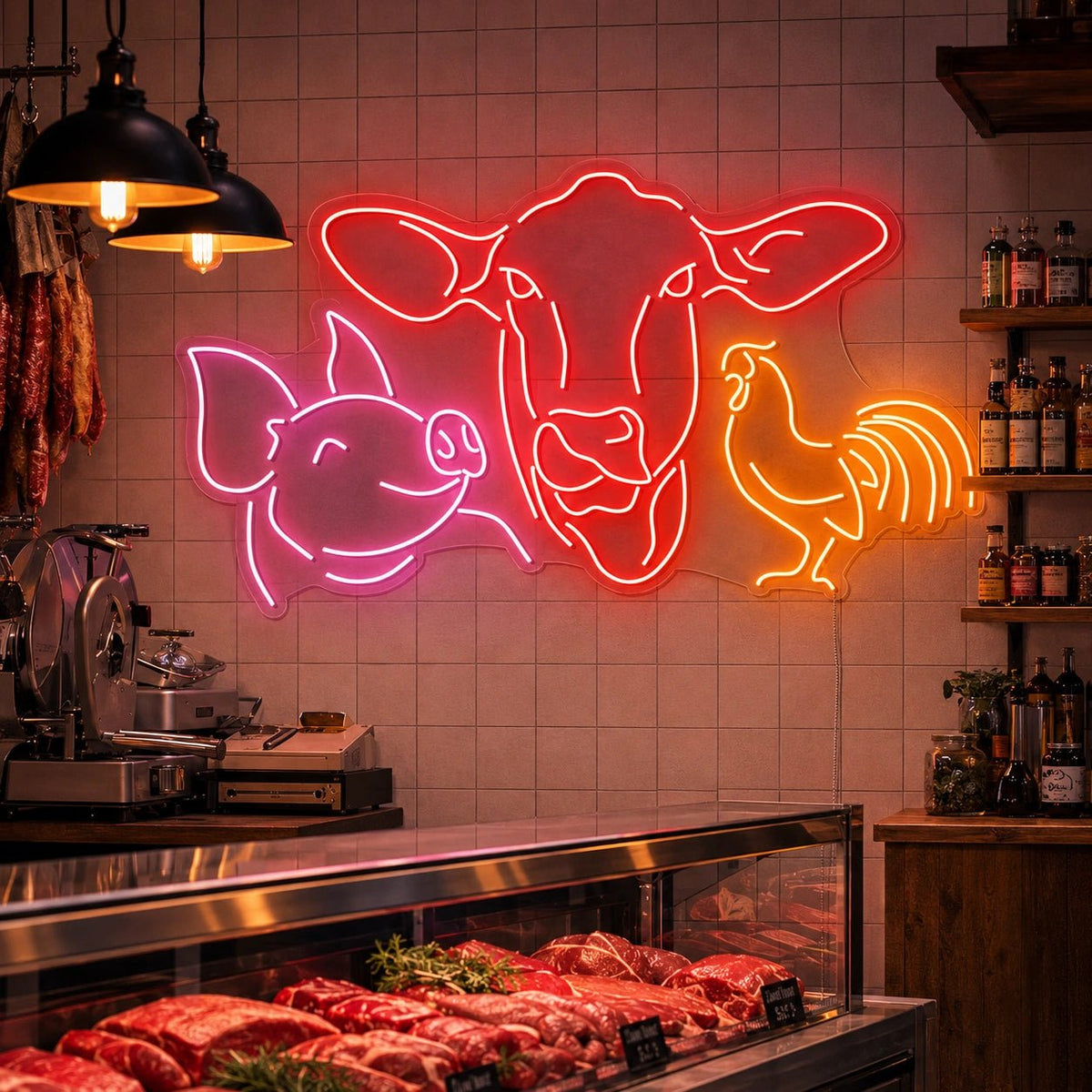 Cow Pig And Rooster LED Neon Sign - Shineneon