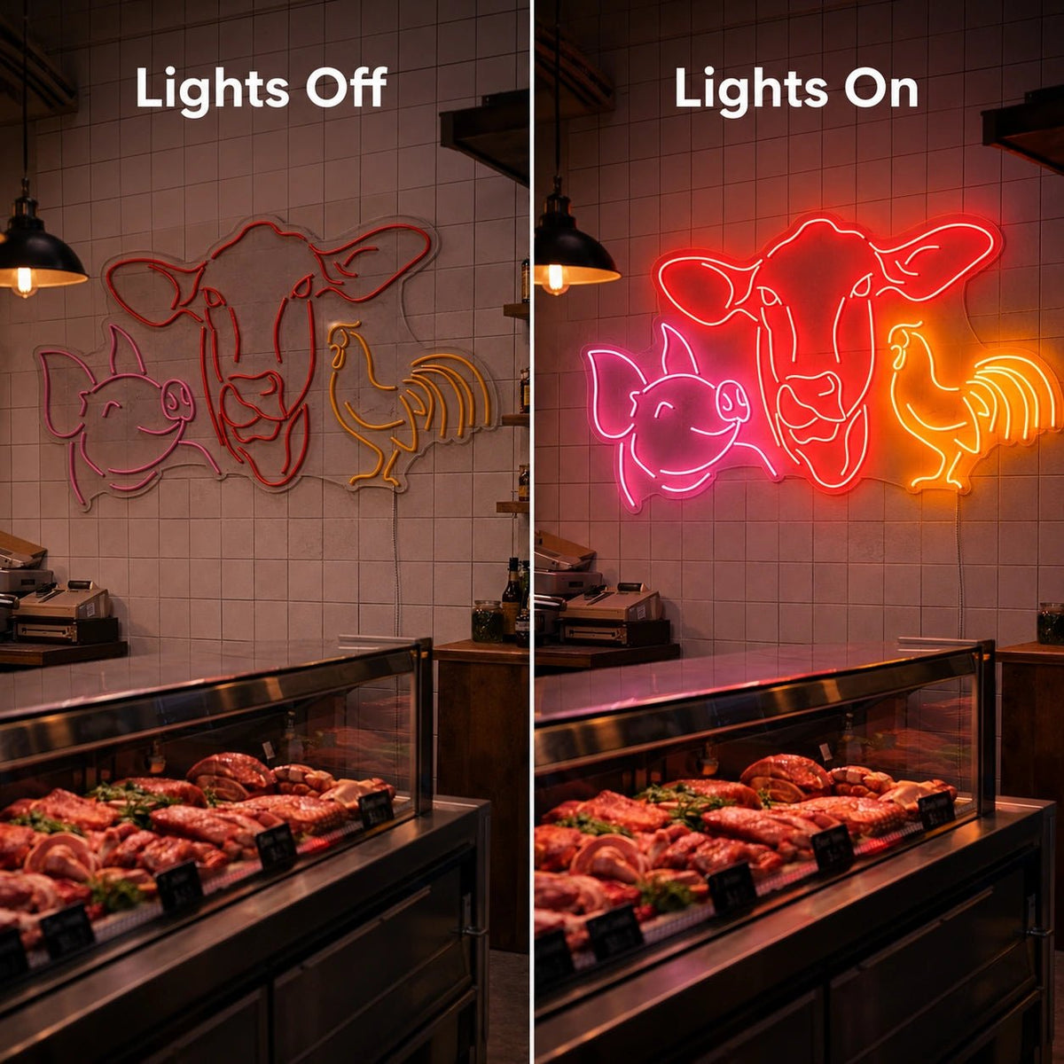 Cow Pig And Rooster LED Neon Sign - Shineneon