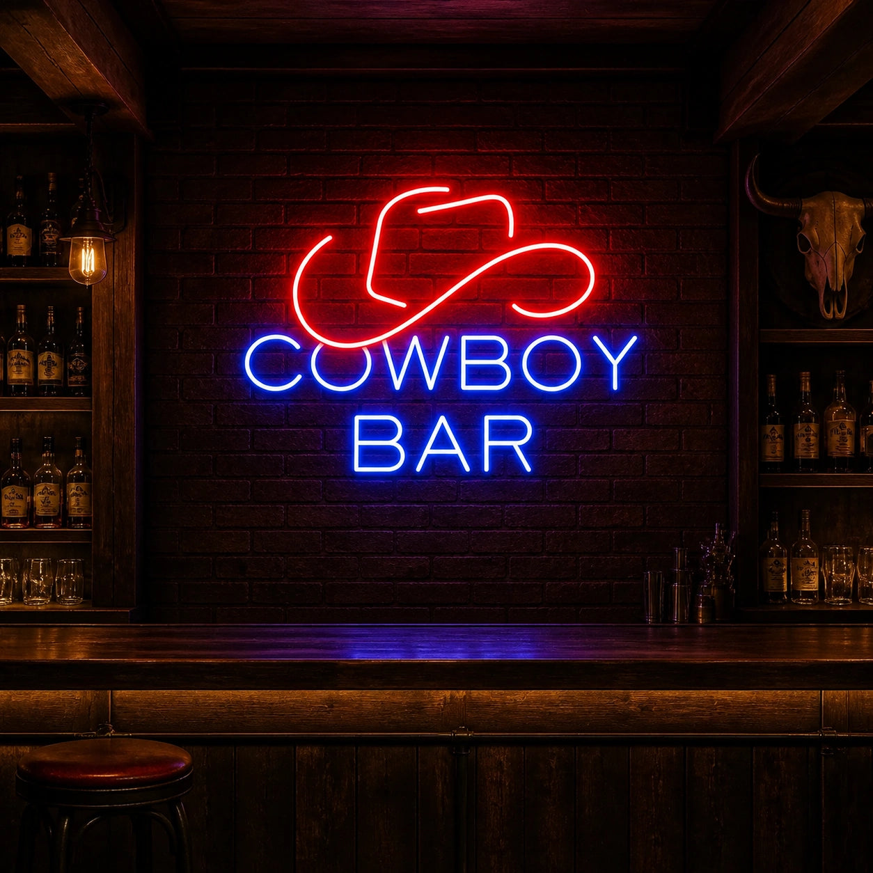 Cowboy Bar Hat Vintage LED Neon Sign high-converting product image