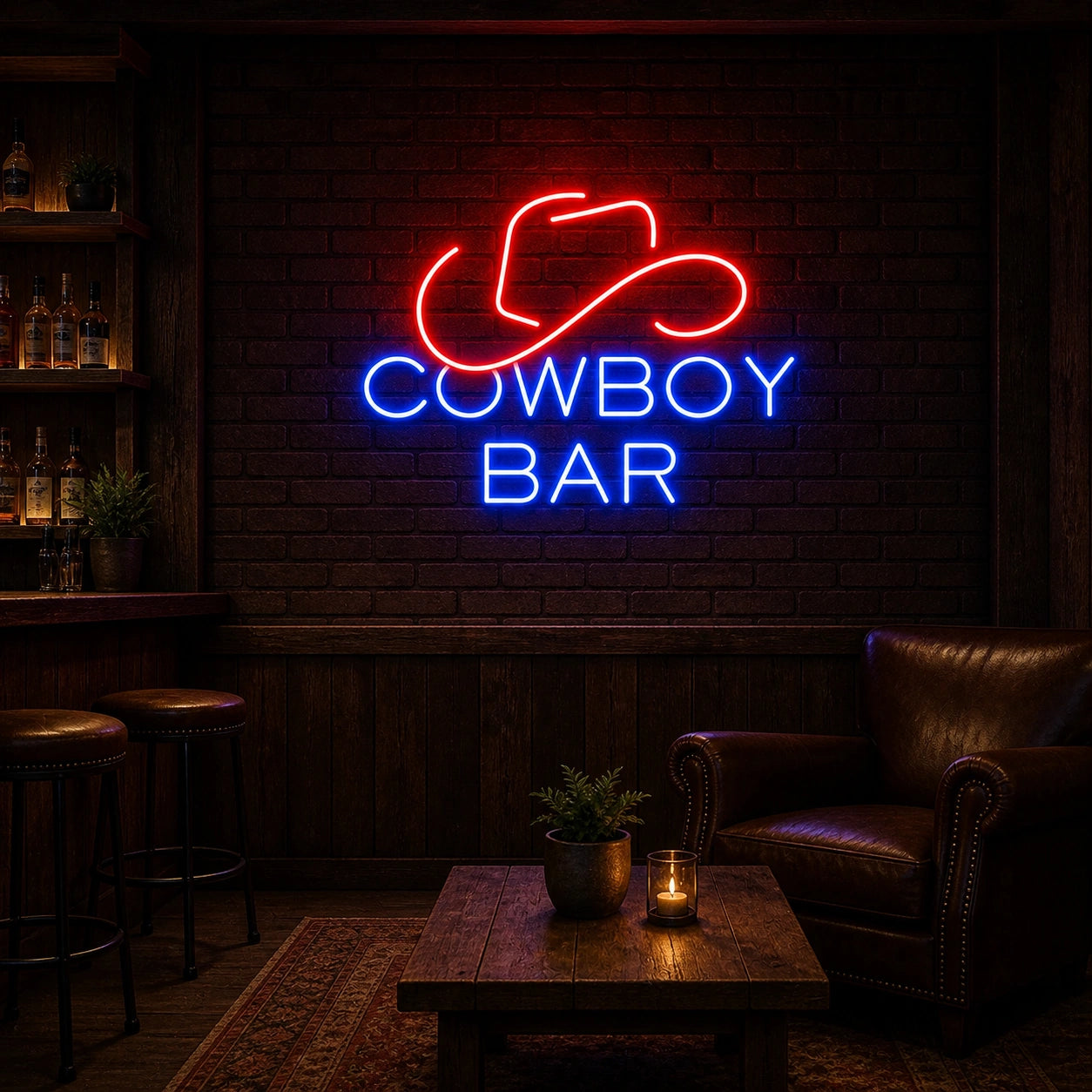 Cowboy Bar Hat Vintage LED Neon Sign size image