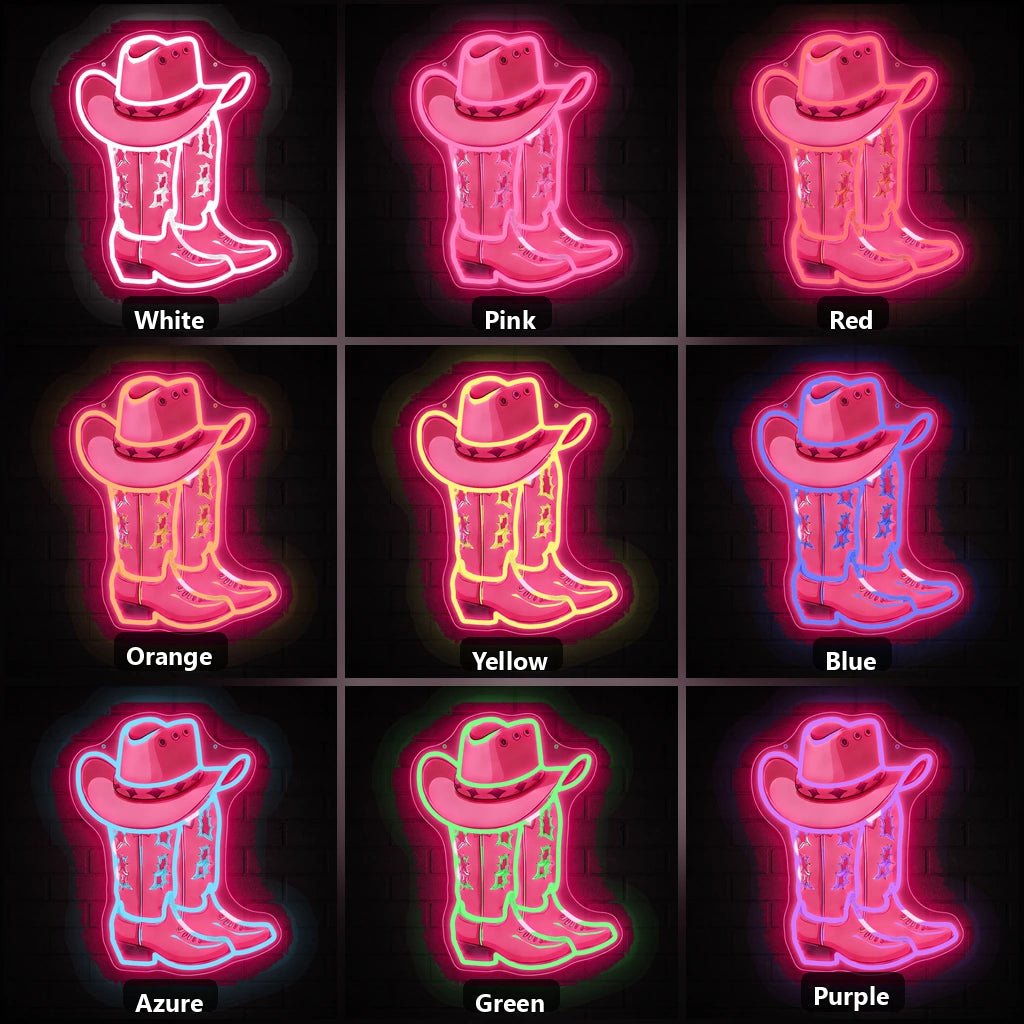 Cowboy Boot And Hat Garage Neon Sign Vintage LED Neon Sign - Shineneon