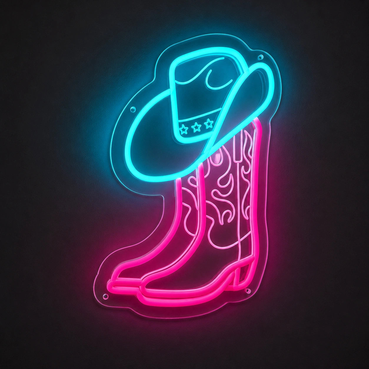 Cowboy Boot And Hat Vintage LED Neon Sign main product image