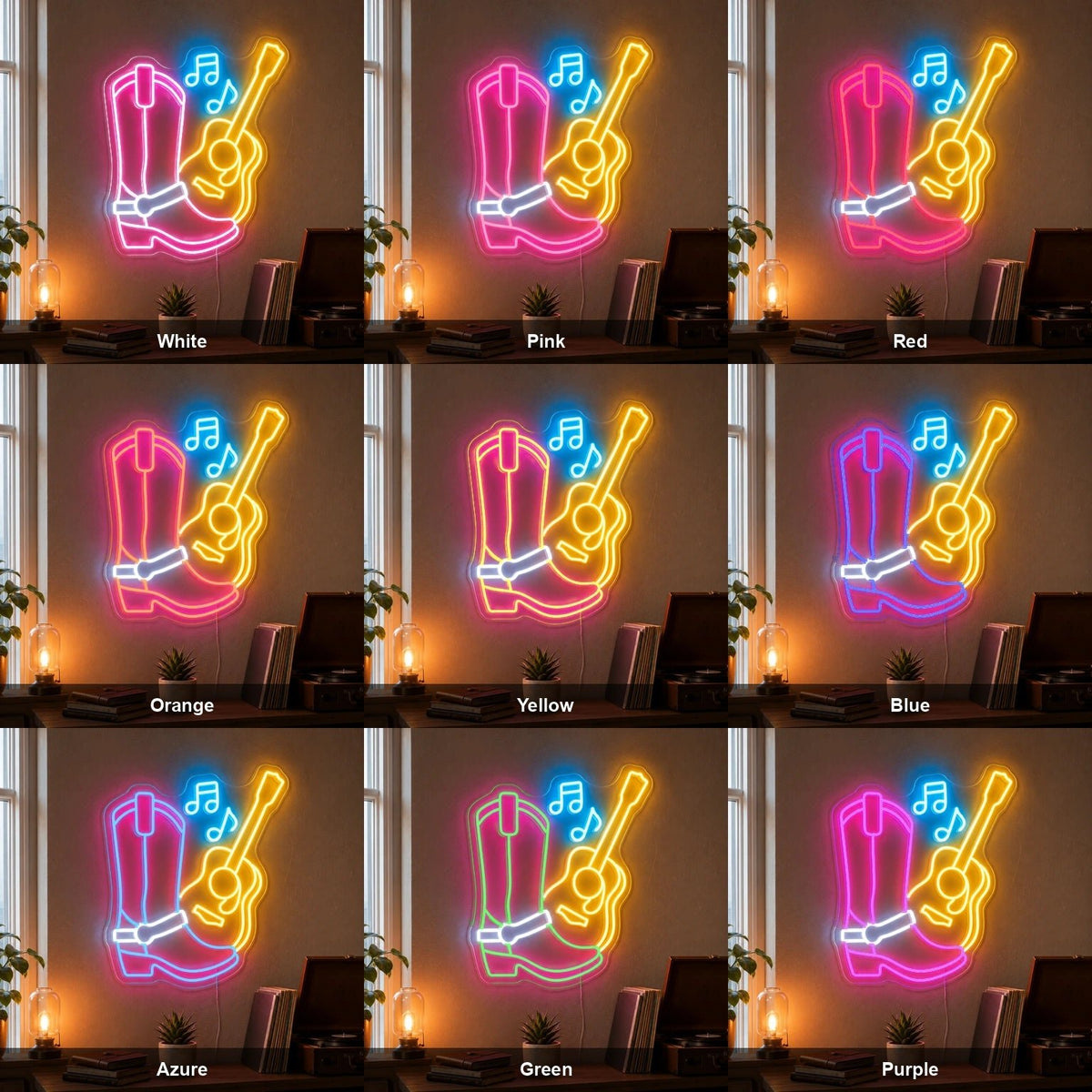 Cowboy Boot Guitar LED Neon Sign - Shineneon