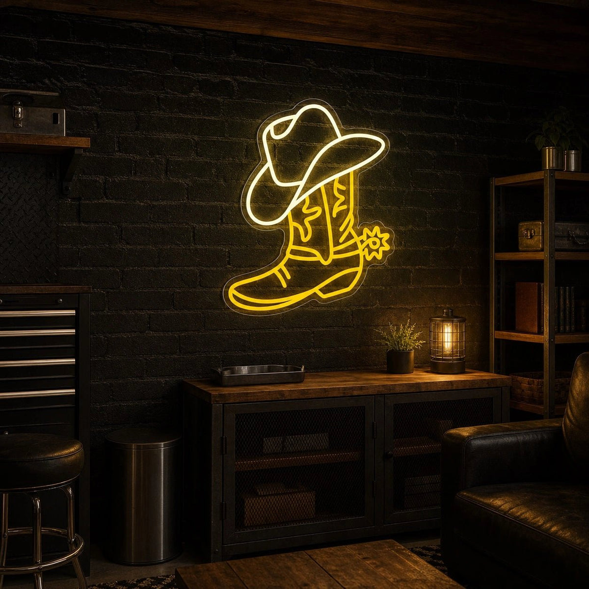 Cowboy Boot Hat And Spur LED Neon Sign - Shineneon