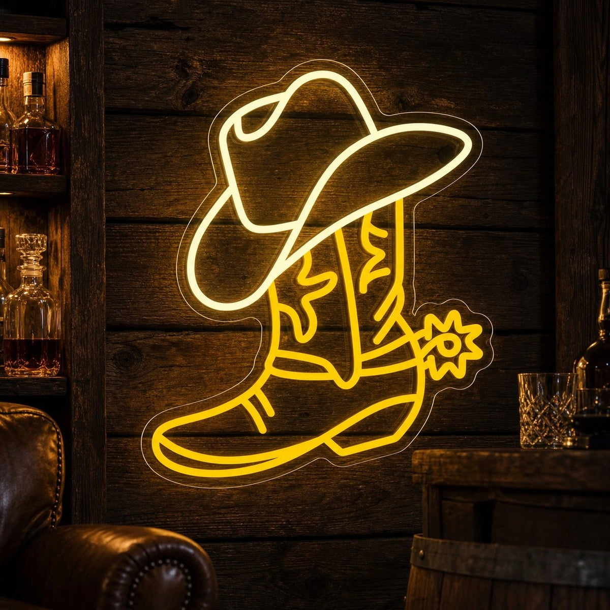 Cowboy Boot Hat And Spur LED Neon Sign - Shineneon