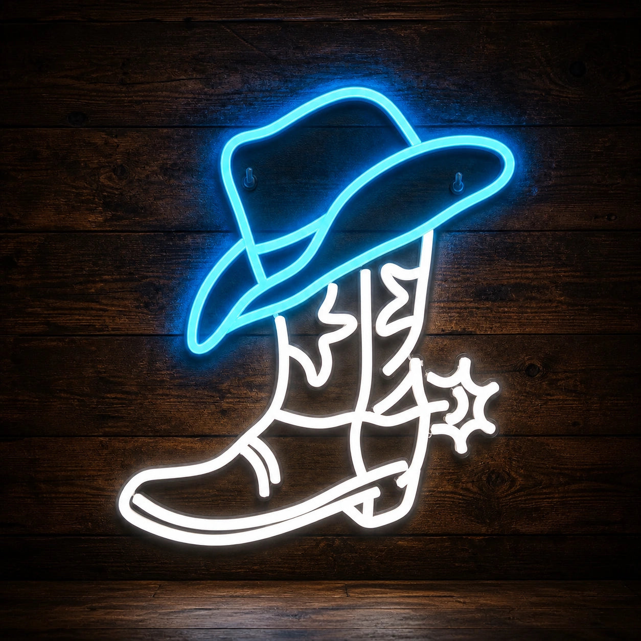 Cowboy Boot Hat Floral Spur Vintage LED Neon Sign high-converting product image