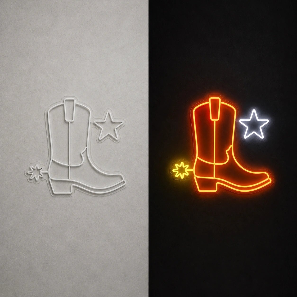 Cowboy Boot Star Spur Vintage LED Neon Sign - Shineneon