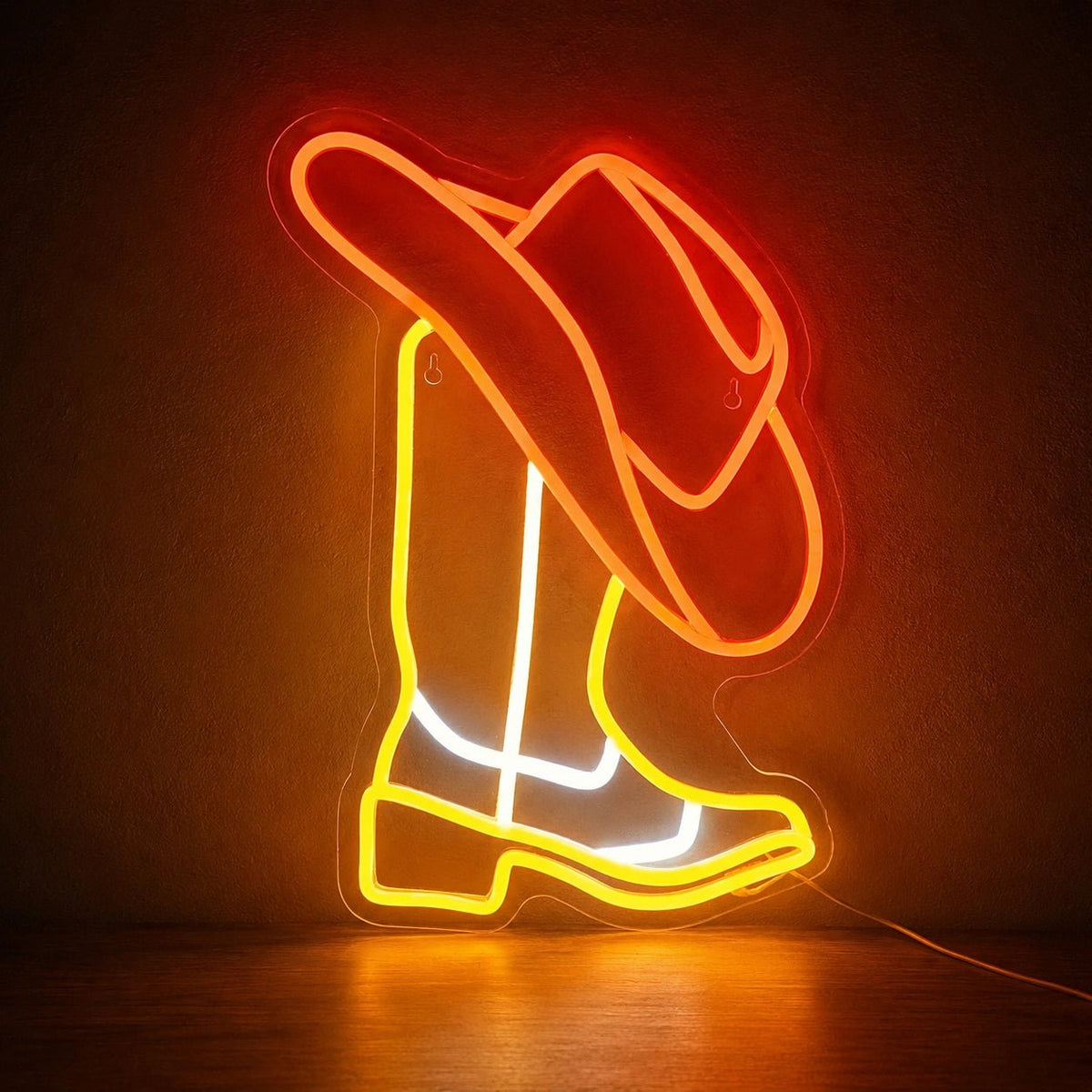 Cowboy Boot With Hat LED Neon Sign - Shineneon