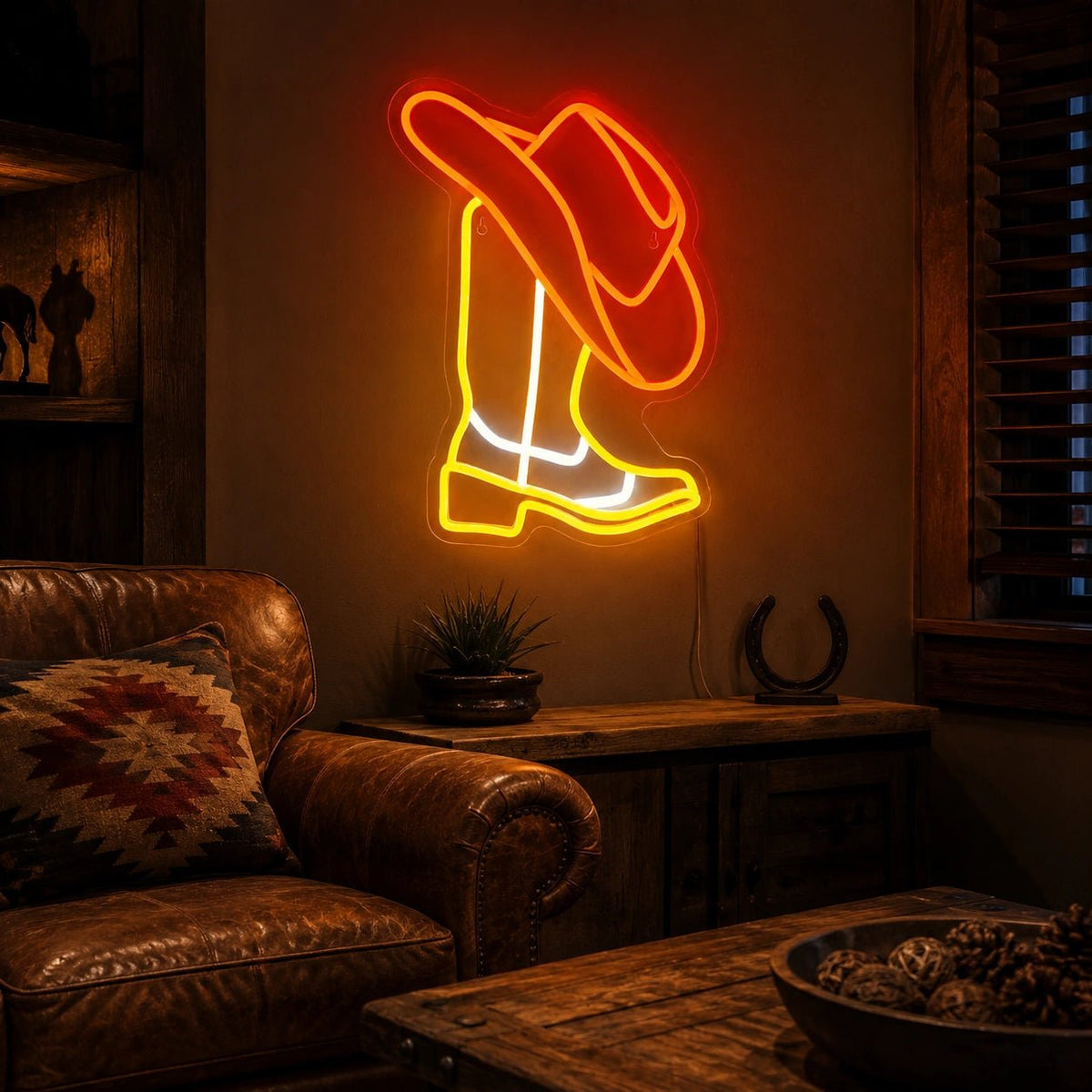 Cowboy Boot With Hat LED Neon Sign - Shineneon