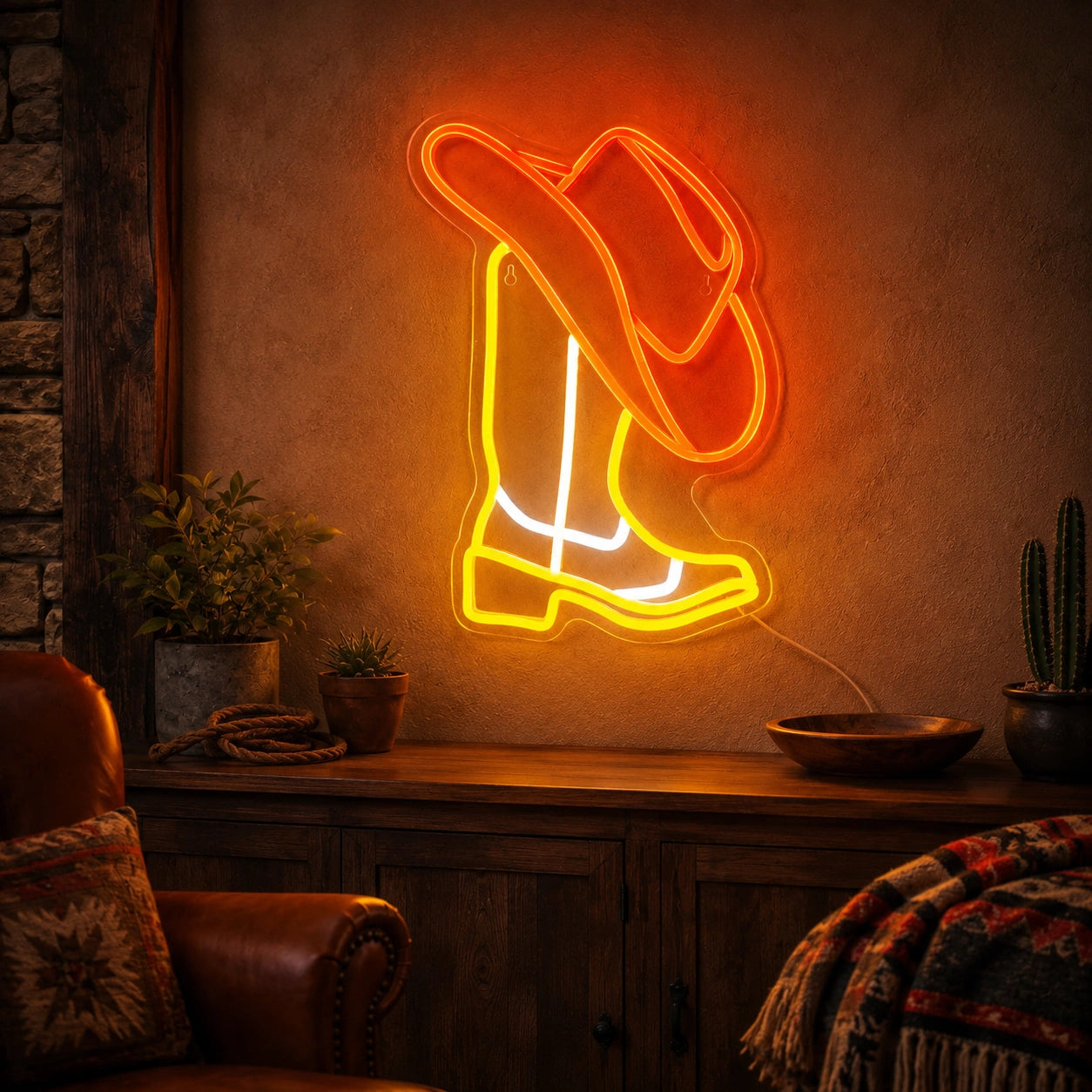 Cowboy Boot With Hat LED Neon Sign Man Cave Neon Sign high-converting product image