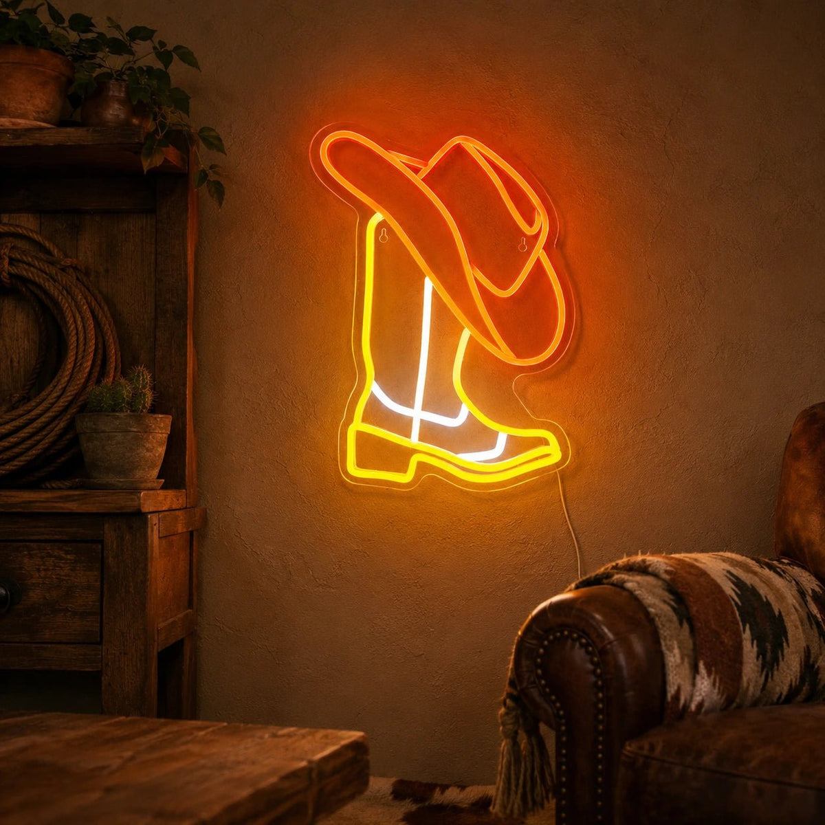 Cowboy Boot With Hat LED Neon Sign Man Cave Neon Sign - Shineneon