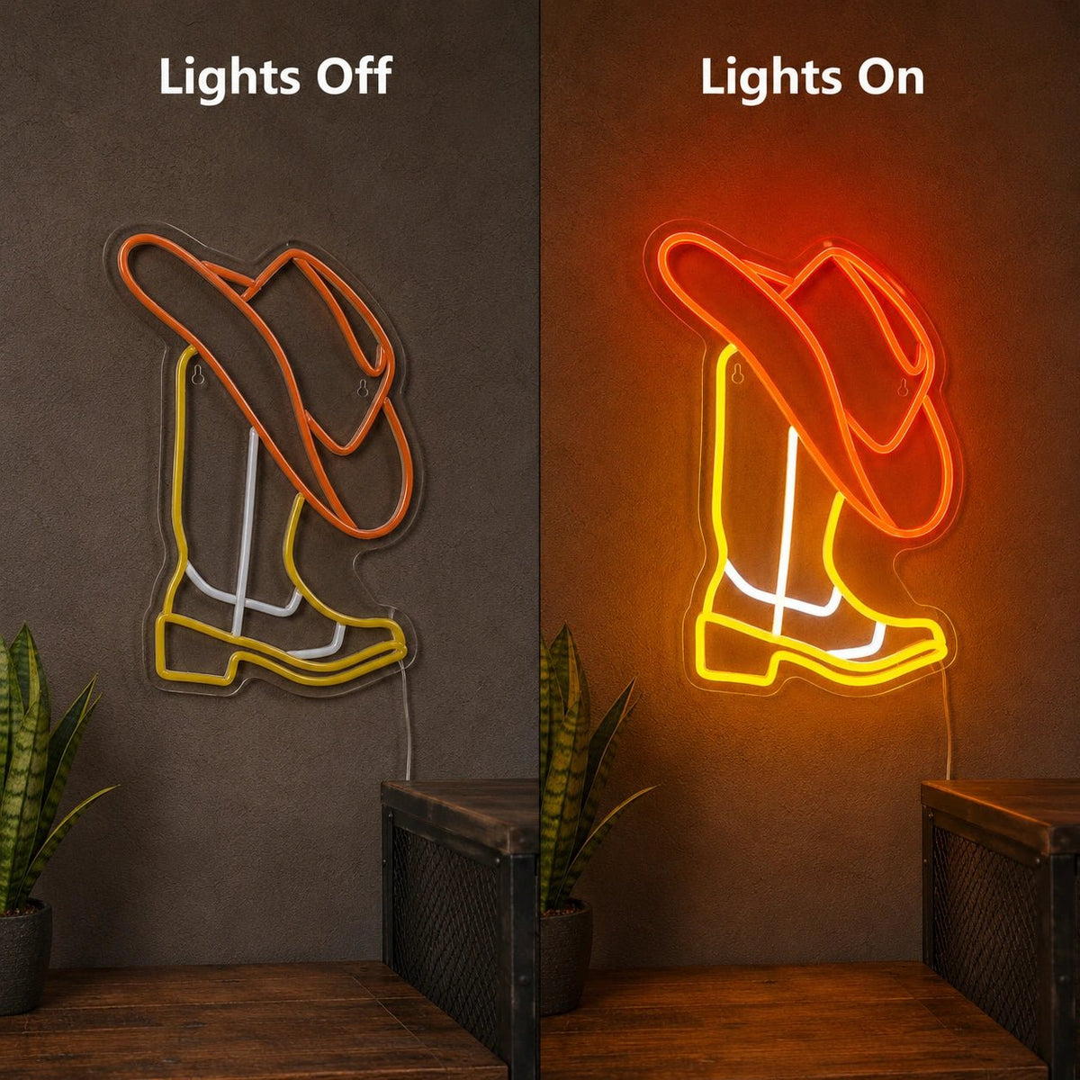 Cowboy Boot With Hat LED Neon Sign Man Cave Neon Sign - Shineneon