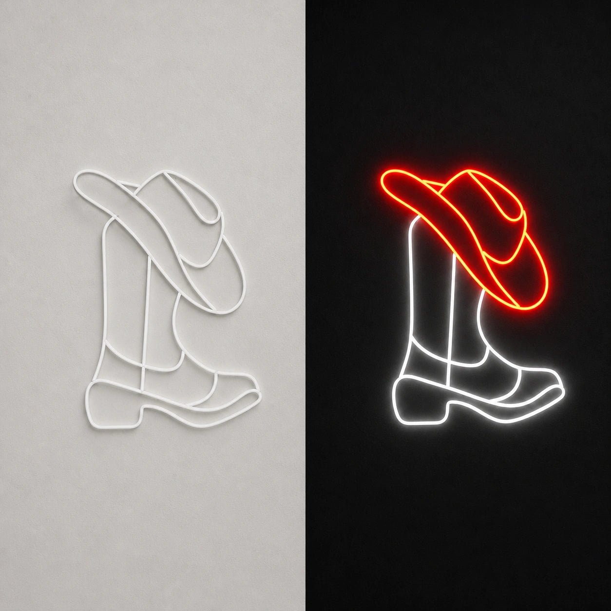 Cowboy Boots And Hat Dads Home Wall Art Vintage LED Neon Sign - Shineneon