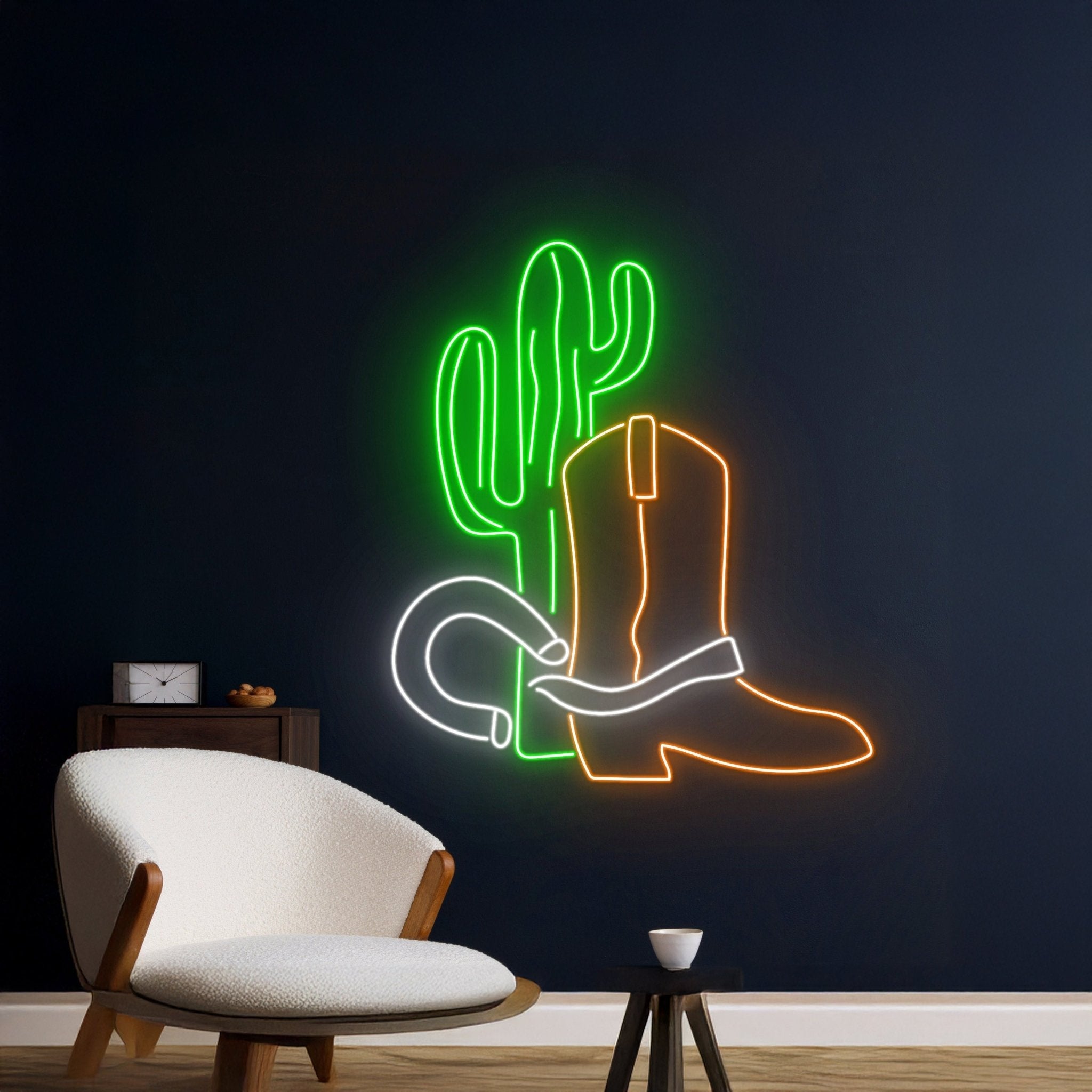 Cowboy Boots Cactus Horseshoes Neon Sign - Shineneon
