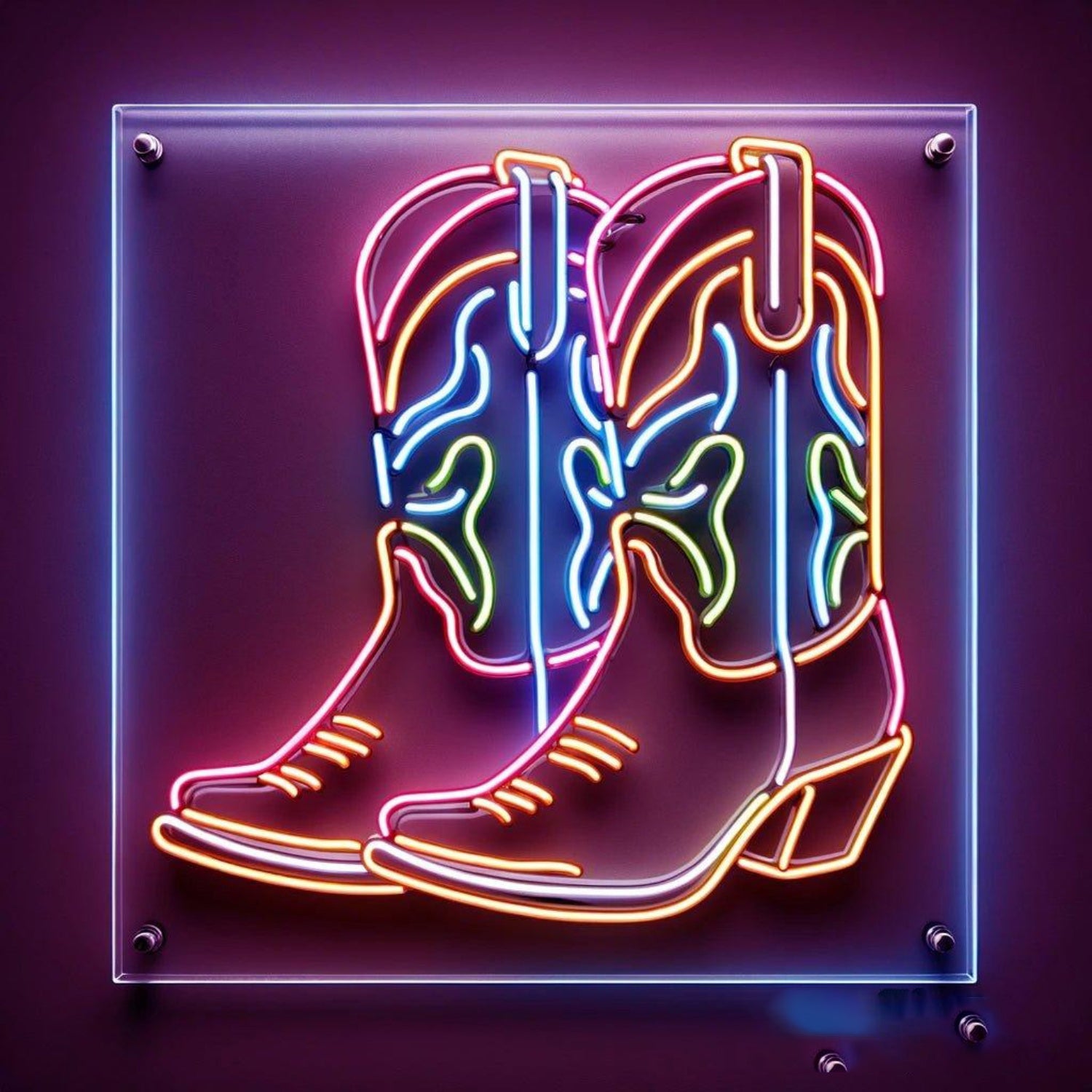 Cowboy Boots Led Neon Sign With Red Blue Green Yellow Glow For Western Wall Art | Shineneon