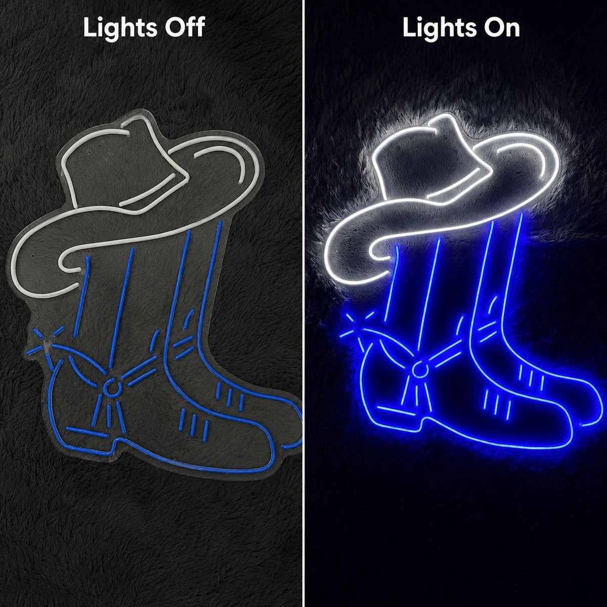 Cowboy Boots Wide Hat LED Neon Sign - Shineneon