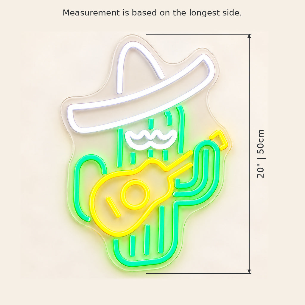 Cowboy Cactus Guitar LED Neon Sign — original product image 03